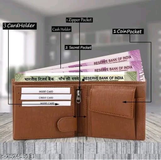Trendy Men's Wallet, Simple Purse, Gents Wallet, Gents Purse for Men Colour Brown