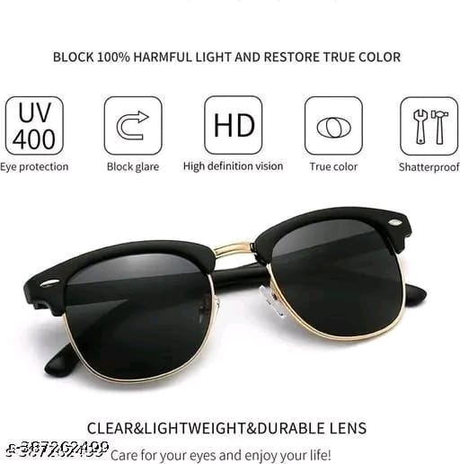 Men Black Metal & Plastic Clubmaster , UV Protected Thug Life Sunglasses (Pack of 1)