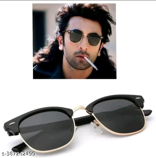 Men Black Metal & Plastic Clubmaster , UV Protected Thug Life Sunglasses (Pack of 1)