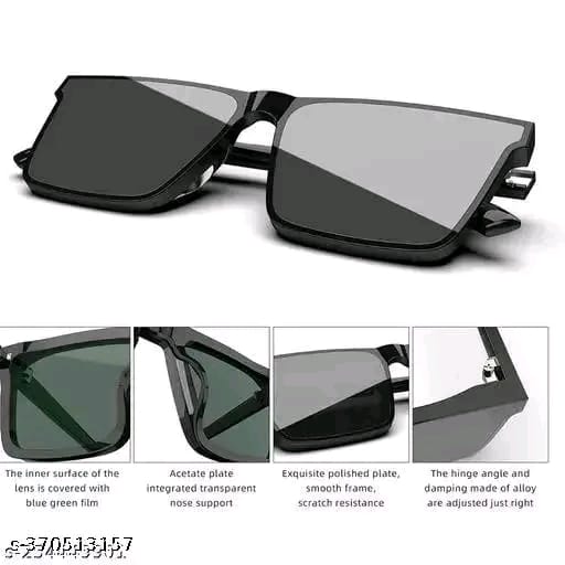 Unisex Black Fiber & Plastic Rectangular , UV Protected Mc Stan Sunglasses (Pack of 2)