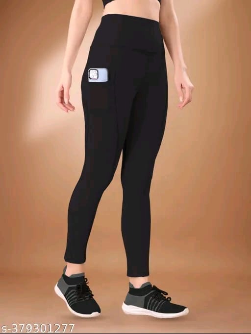 Women's Pack of 1 Black Solid Tights |Activewear|Yogawear|Gymwear|Sportswear|Active Bottomwear