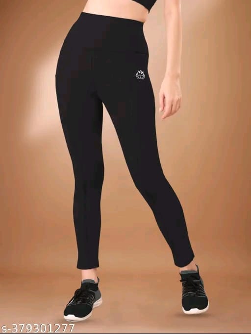 Women's Pack of 1 Black Solid Tights |Activewear|Yogawear|Gymwear|Sportswear|Active Bottomwear
