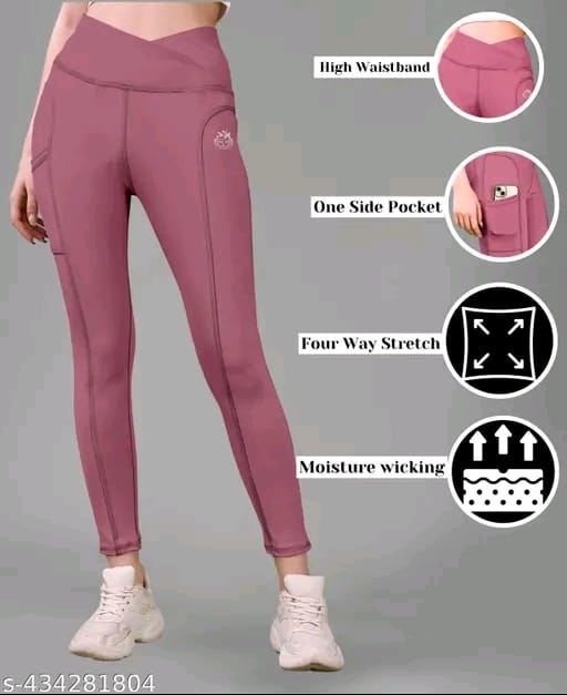 Women's Pack of 1 V Shape High Waist Belt D.Grey Solid Tights |Activewear|Yogawear|Gymwear|Sportswear|Active Bottomwear