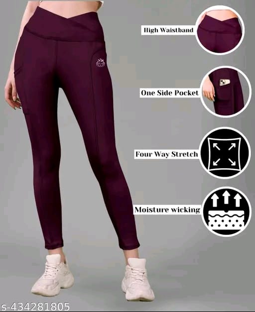 Women's Pack of 1 V Shape High Waist Belt D.Grey Solid Tights |Activewear|Yogawear|Gymwear|Sportswear|Active Bottomwear
