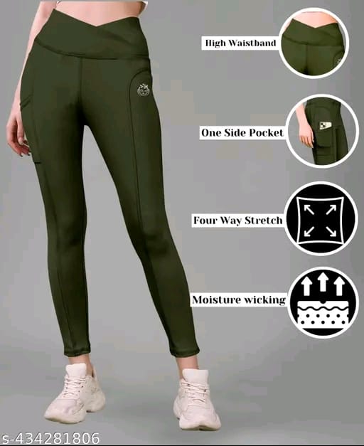 Women's Pack of 1 V Shape High Waist Belt D.Grey Solid Tights |Activewear|Yogawear|Gymwear|Sportswear|Active Bottomwear