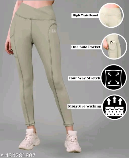 Women's Pack of 1 V Shape High Waist Belt D.Grey Solid Tights |Activewear|Yogawear|Gymwear|Sportswear|Active Bottomwear