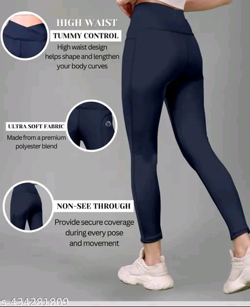 Women's Pack of 1 V Shape High Waist Belt D.Grey Solid Tights |Activewear|Yogawear|Gymwear|Sportswear|Active Bottomwear