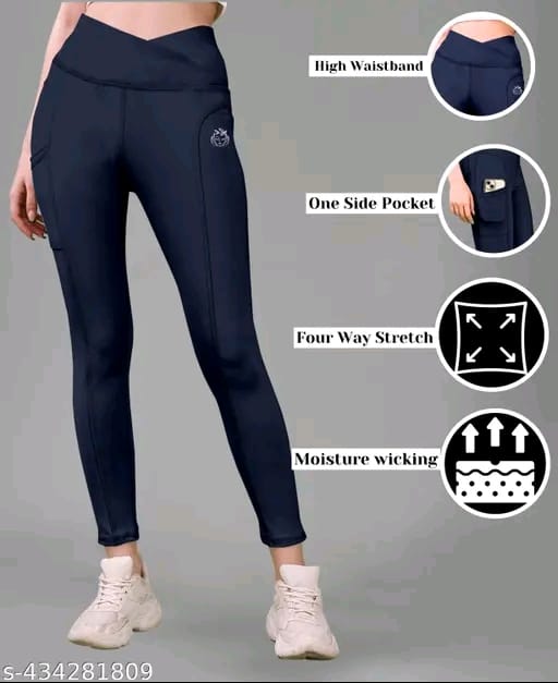 Women's Pack of 1 V Shape High Waist Belt D.Grey Solid Tights |Activewear|Yogawear|Gymwear|Sportswear|Active Bottomwear