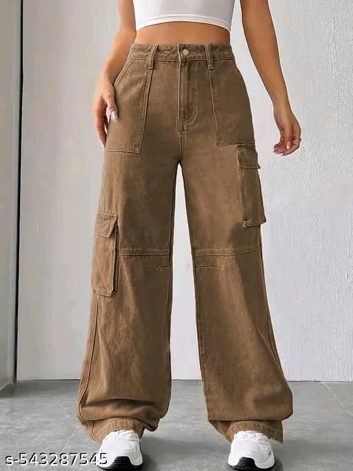 Stylish Straight Fit cargo Jeans For Women