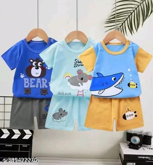 Cotton Fancy Printed T-Shirt and Shorts For Boys and Girls