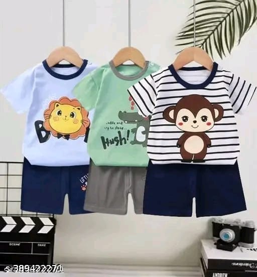 Cotton Fancy Printed T-Shirt and Shorts For Boys and Girls