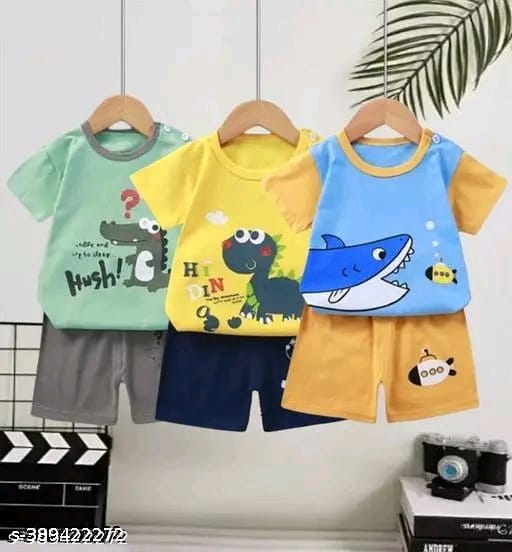Cotton Fancy Printed T-Shirt and Shorts For Boys and Girls