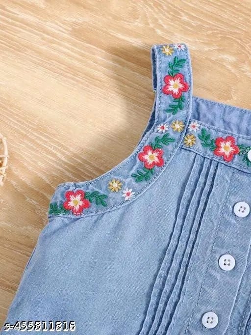 New Trendy Cutiepie Elegant Girls Embroidered Trending Denim Jeans Top & Bottom Sets