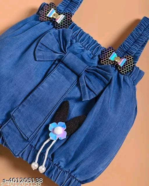 New Latest Baby Girl Outfits Summer Clothes Top With Shorts Set Denim Blue