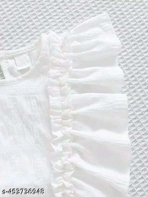 Ruffle Top & Lace Trim Flare Soft Denim Pants Set for Girls | Sana Clothing
