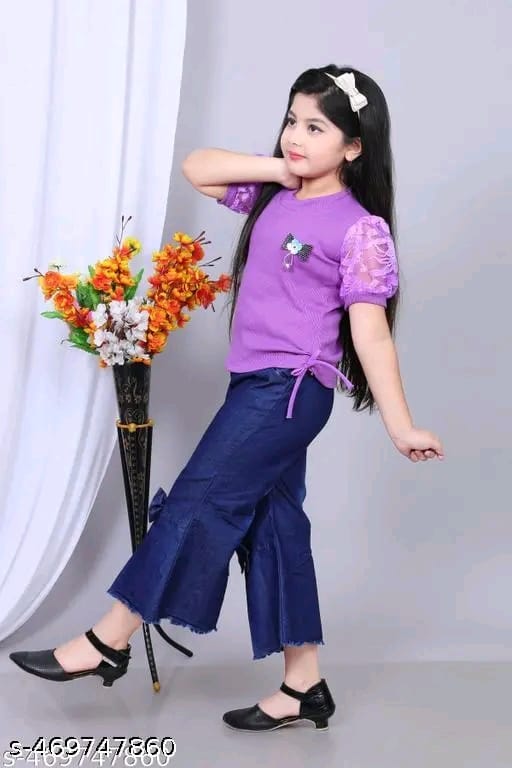 Girls top pant,Girls party wear dress,top pant for girls,girls dress,top and plazzo, net sleeve top and plazzo for girls