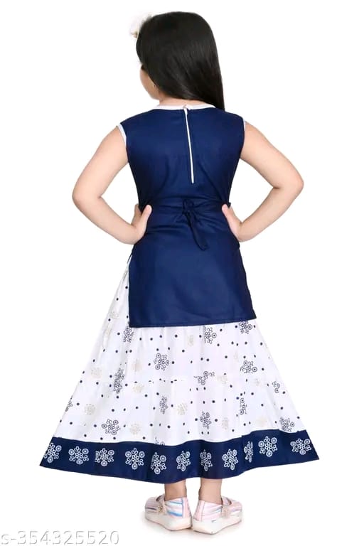 Printed Kurta and Skirt Set with Dupatta for Girls