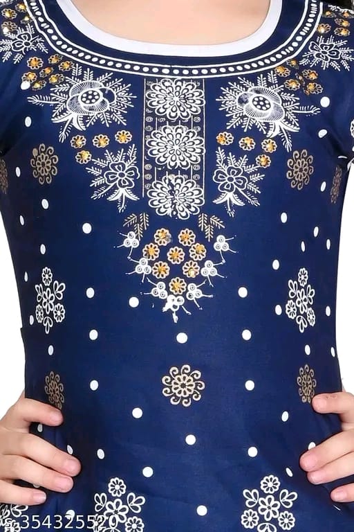 Printed Kurta and Skirt Set with Dupatta for Girls