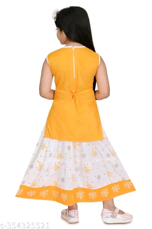 Printed Kurta and Skirt Set with Dupatta for Girls