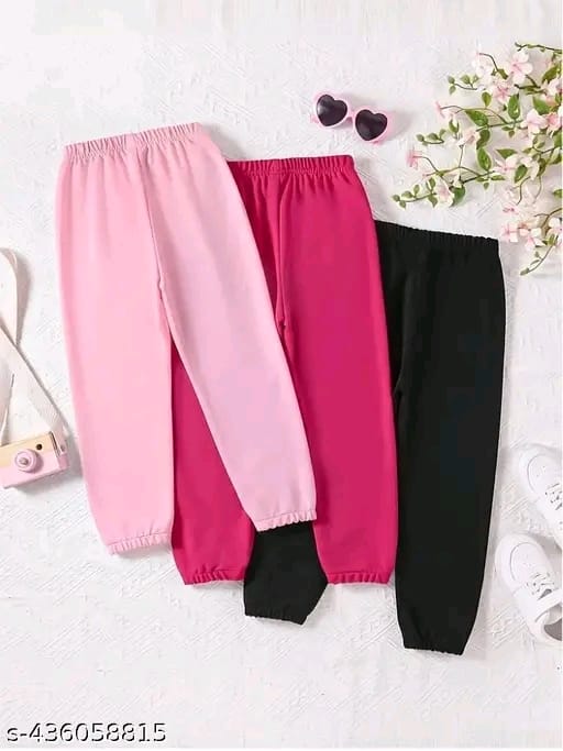 KEESOR Young Girl Casual Sporty Jogger Pants (Pack of 3) | Casual & Comfy Cartoon Graphic Print Sweatpants