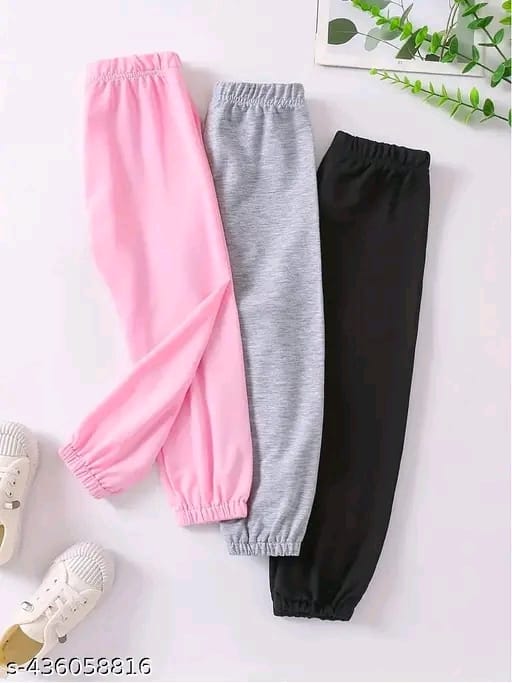 KEESOR Young Girl Casual Sporty Jogger Pants (Pack of 3) | Casual & Comfy Cartoon Graphic Print Sweatpants