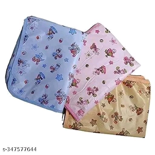 Waterproof Sheet for Baby Boy and Girl || Newborn Baby Comfortable Spongy Plastic Mat for 0 to 4 Month || Washable / Reusable Bed Sheet ( Pack of 3 ) SMALL
