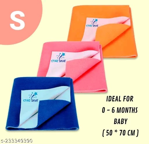 STAR DIVE Waterproof Drysheet, Baby bed Protector, Urine Sheet, Diaper free Sleeping Mat, Play Mat, Massage Mat, Menstrual flow Mat, washable, Reusable, Breathable, Skin Friendly, Heat Free, small size 50X70 cm (pack of 3)
