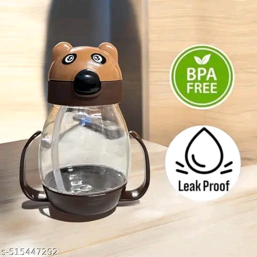Panda Sipper Water Bottle With Straw Milk Sipper For Kids Accessories For Girls And Boys (Black And White) - Plastic