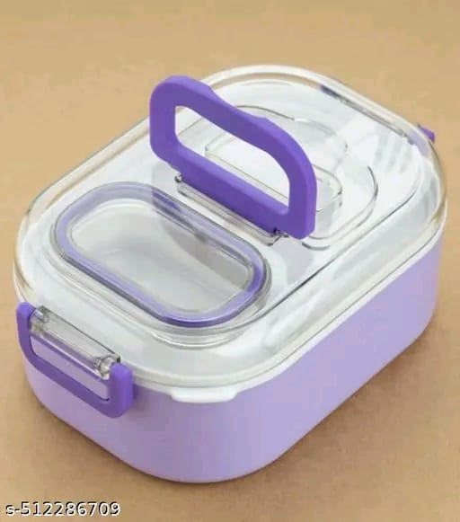 Fampoux Wow combo 800 ml capacity Lunch box with 400 ml capacity bottle for kids, Airtight Tiffin box, leakproof 3 containers Lunch box , 400 ml bottle pack with lunchbox (Purple color)