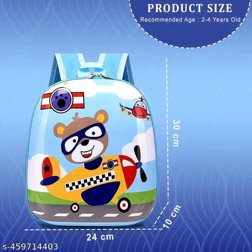 We Clever Play School Kindergarten Kids School Bag, Cool Cartoon Design Kids Bag for Boys Girls, Baby Bag for 2-4 Years Kids (Teddy Plane)
