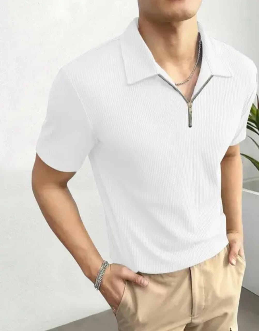 FARROWX Polo Neck Rib Knit Tshirt for men