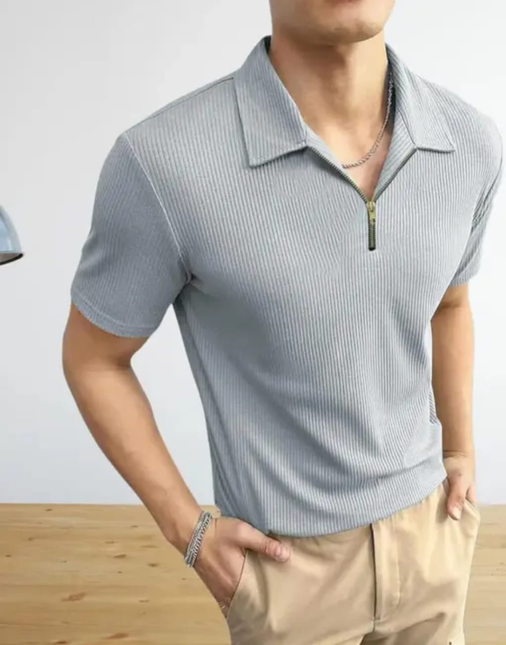 FARROWX Polo Neck Rib Knit Tshirt for men