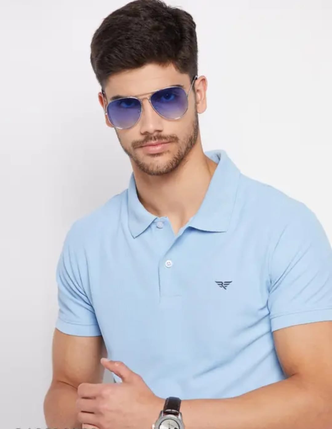 RISS Men's Cotton Half Sleeves Solid Polo T-shirt