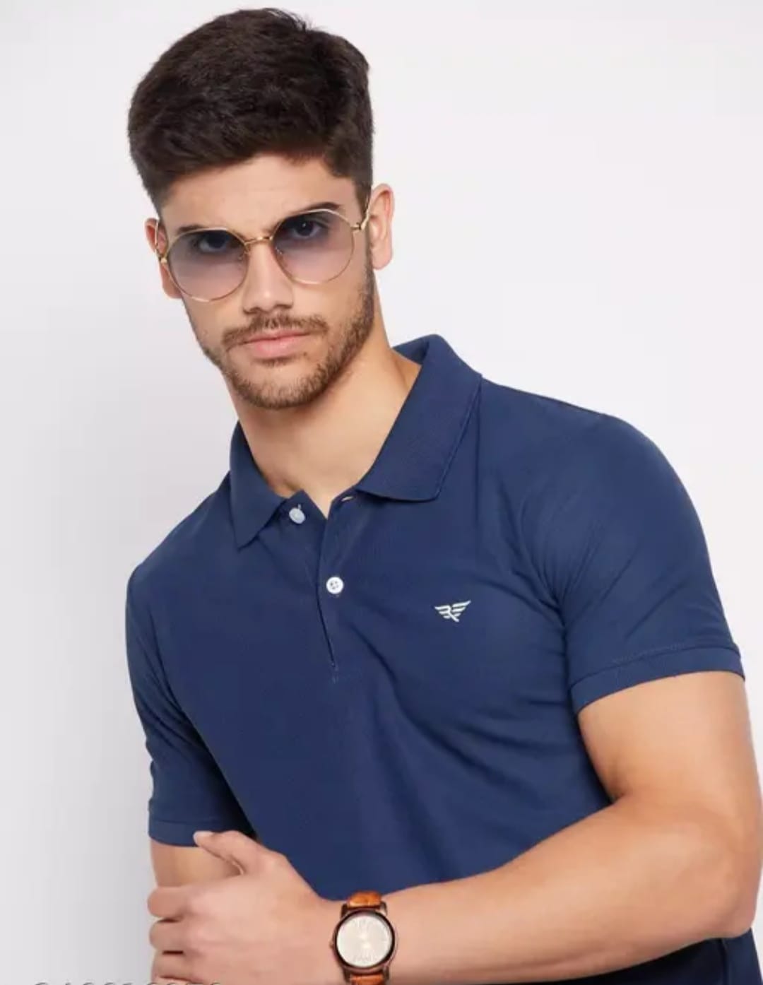 RISS Men's Cotton Half Sleeves Solid Polo T-shirt
