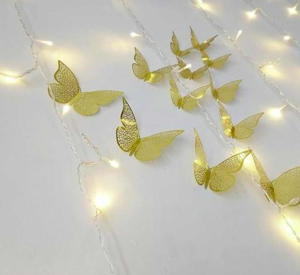 (Pack of 12) 3D Butterfly Decoration/Butterfly Decoration Items for Wall/Butterfly Stickers/Butterfly Decoration Birthday - Gold