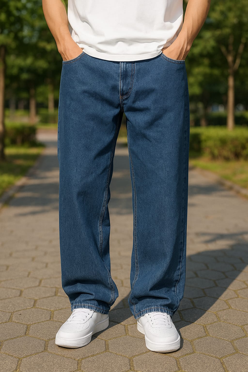 Toomes Loose Fit Mid Rise Dark Blue Men Denim Jeans