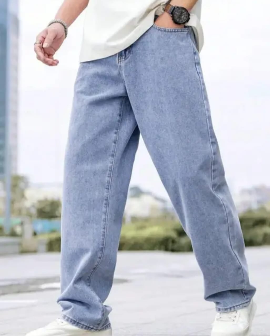 baggy mens ice blue jeans//baggy lose fit man jeans