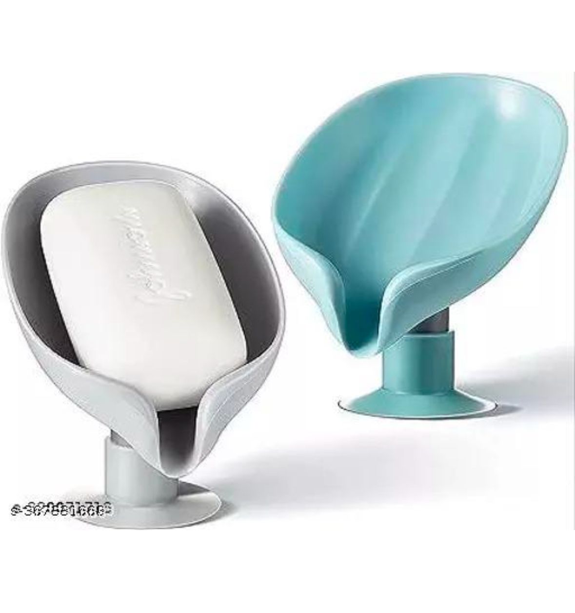Leaf Shape Soap Holder Stand (Pack of 2) Self Draining for Bathroom Kitchen Wall Mounted Plastic Soap Dish Tray Cady Bathroom Accessories Set No Drilling Multi Color (Leaf-SOAP-Dish-2)