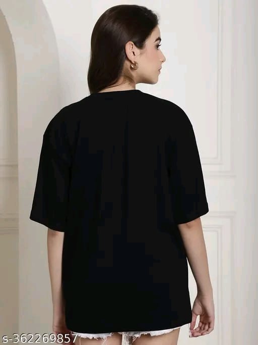 Fabflee Women's Typography Black Tshirts