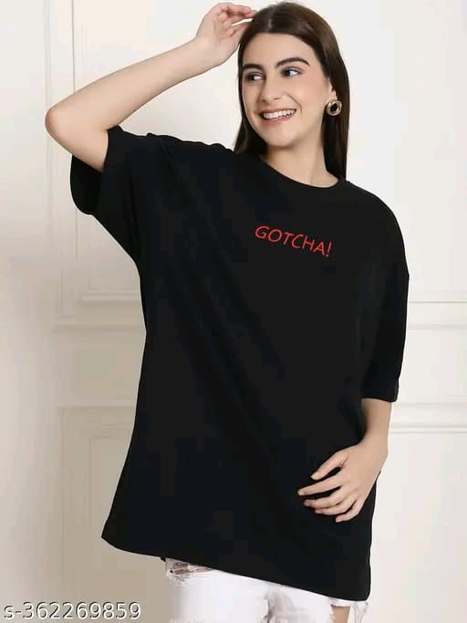 Fabflee Women's Typography Black Tshirts