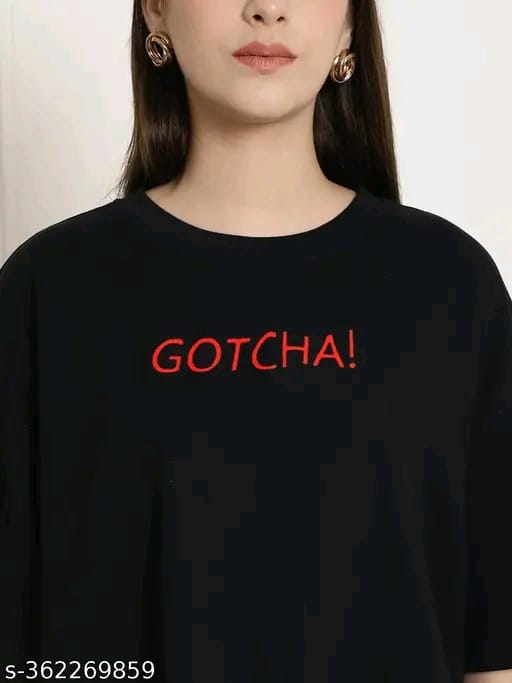 Fabflee Women's Typography Black Tshirts