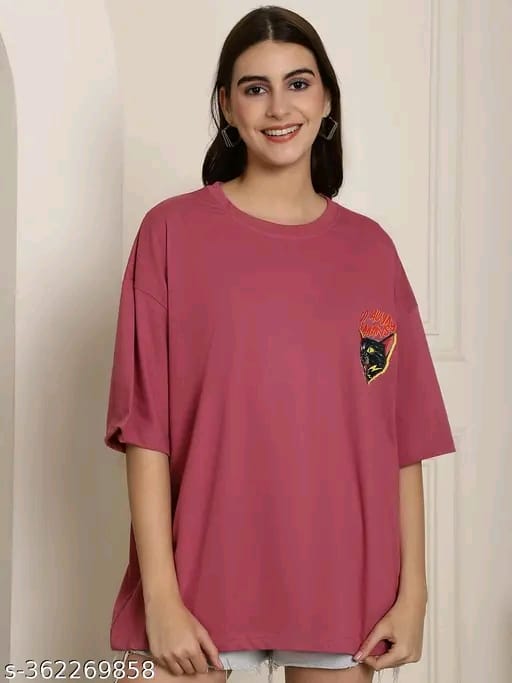 Fabflee Women's Placement Print Maroon Tshirts