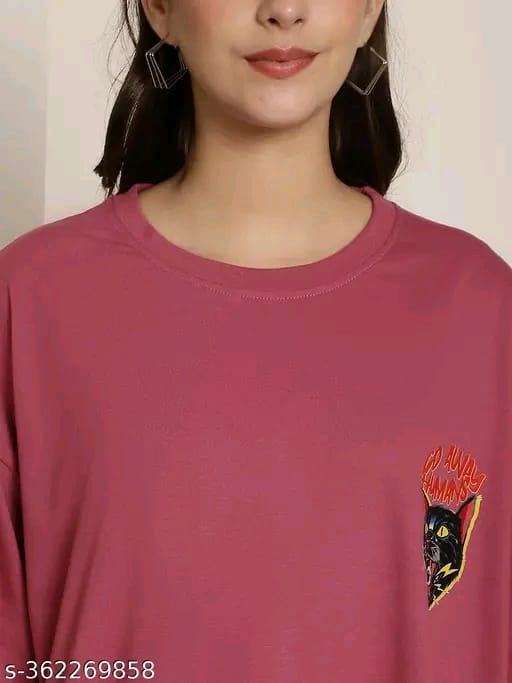 Fabflee Women's Placement Print Maroon Tshirts