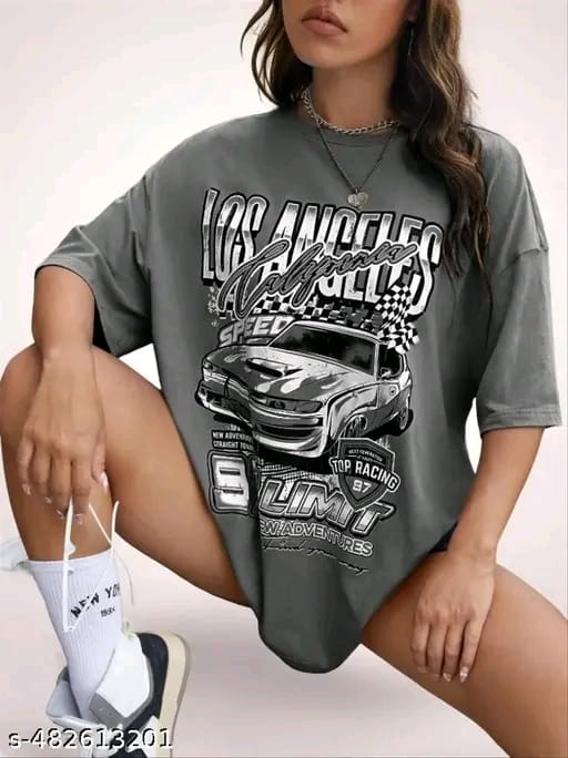 Grey Oversized/Plus size/loose/ T-shirt for Women Half Sleeves Printed T-shirt for Women s Oversized T-shirt Loose Fit Baggy T-shirt for women, Drop Shoulder T-shirt for Women