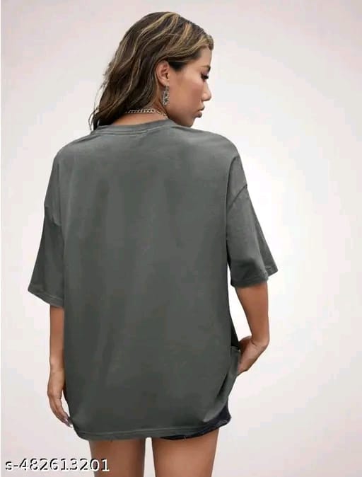Grey Oversized/Plus size/loose/ T-shirt for Women Half Sleeves Printed T-shirt for Women s Oversized T-shirt Loose Fit Baggy T-shirt for women, Drop Shoulder T-shirt for Women