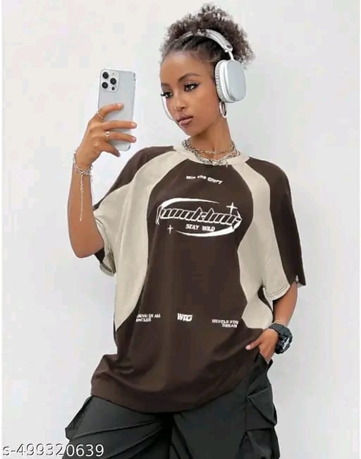 Twikle-Brown-White-T Shirt-For Grils And Women