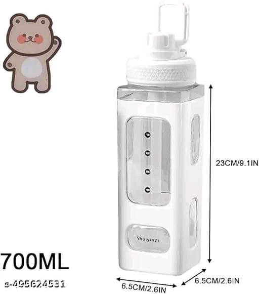 Stysol Large Kawaii Water Bottle With Straw And 3D Stickers Cute Aesthetic Bottle Kawaii Milk Bottle Tea Cup Juice Shaker Leakproof Square Drinking Bottle