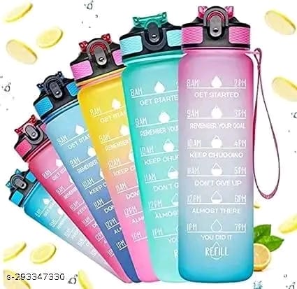 Indigo Water Bottle - 800ml Motivational Time Marker, LeakproofDurable BPA-Free Non-Toxic Sipper Water Bottle for Office, Gym & School (800 ml, Pack of 1, Multicolor)