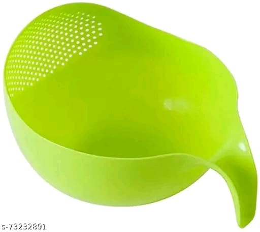 Trendy Latest Comfortable Multipurpose Multi Color Plastic Rice Wash Bowl with Handle for Rice Vegetable And Fruits Pack of 1 Washing Bowl