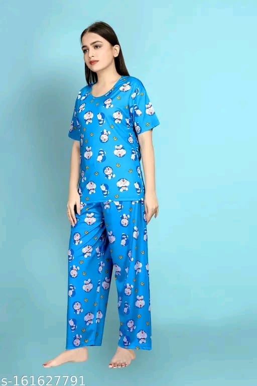 Womens Printed Night Suit Set - Womens Nightwear -Womens Pyjama set - Nightdress Set For Womens And Girls-Womens T-Shirt & Pyjama Set Night suit
